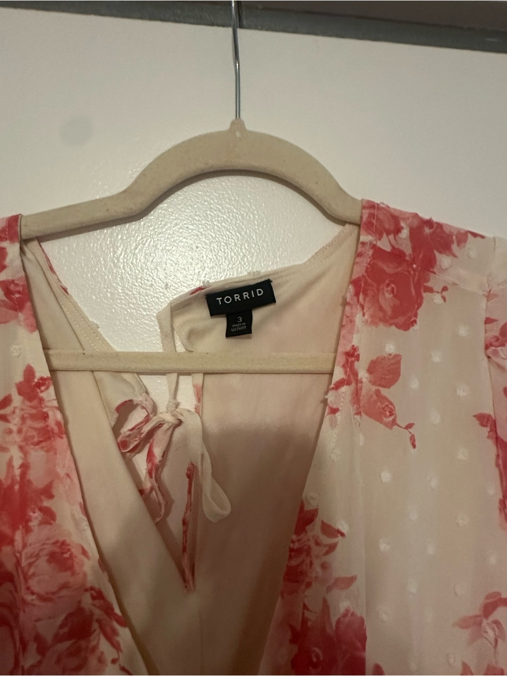 Torrid Cream and Rose Floral Wrap Dress